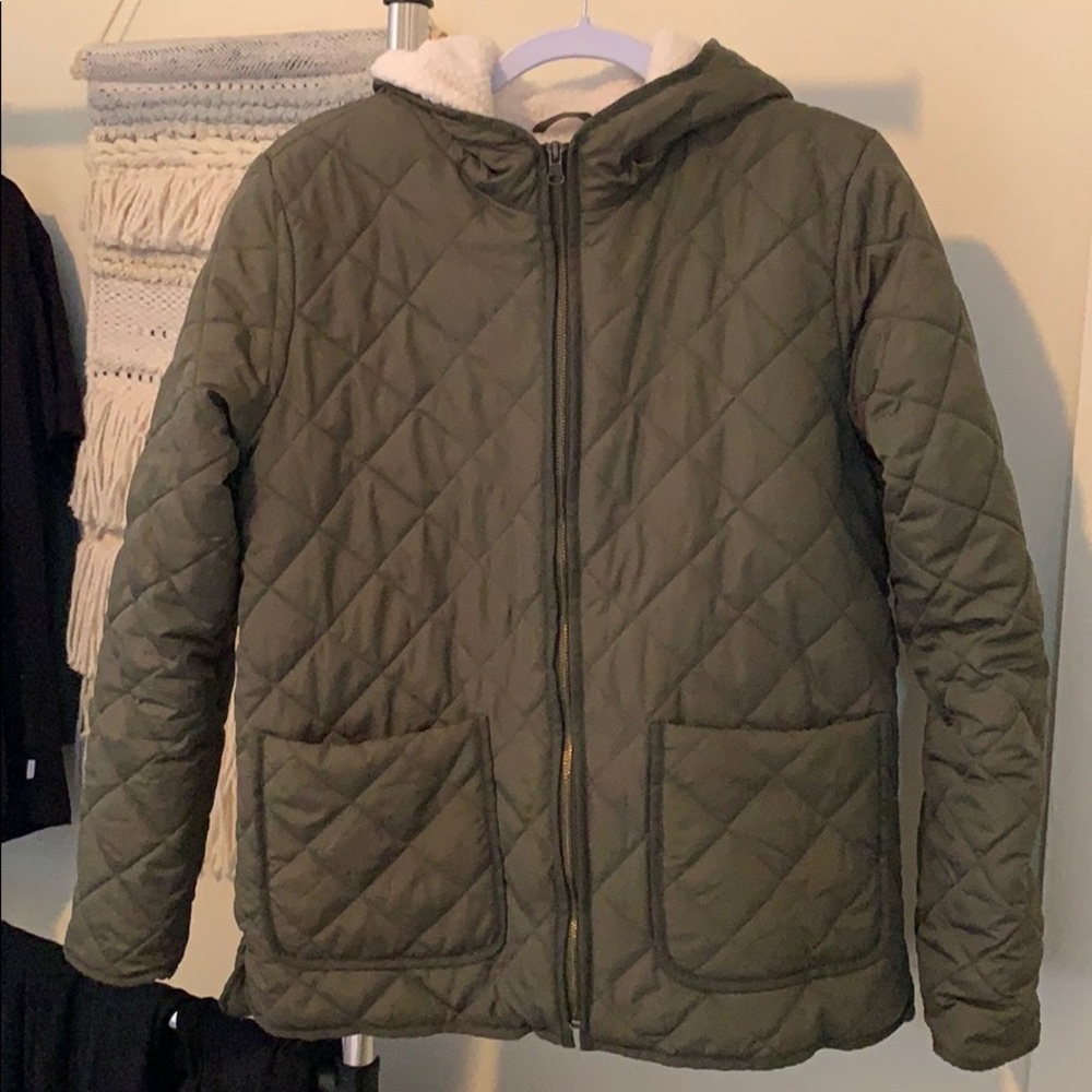 Army green puffer coat